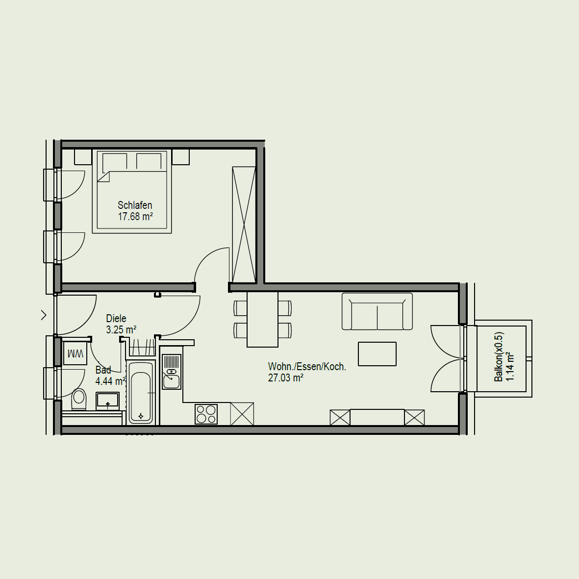 2 Zimmer - 53qm